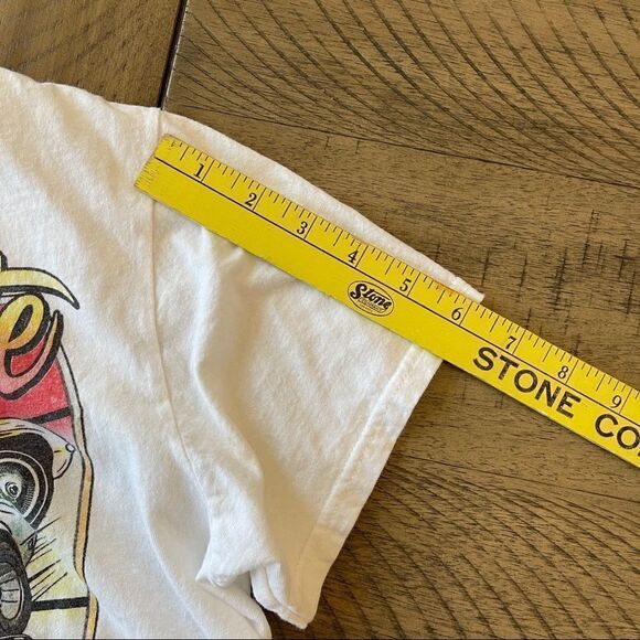 Chemistry Corvette Cropped T-Shirt, White with Multi Color Graphic - Small - Picture 6 of 7